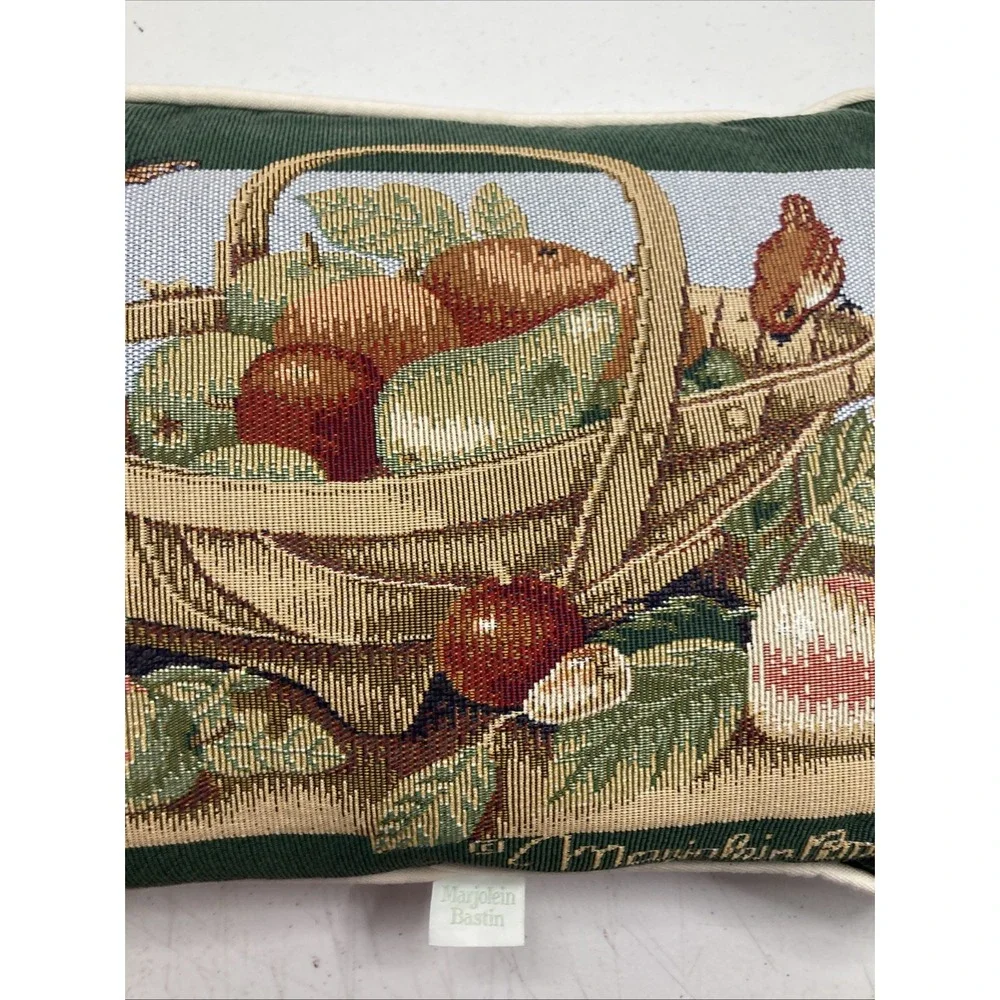 Vtg Marjolein Bastin Tapestry Throw Pillow Apple Fruit Basket Butterfly 16x12
